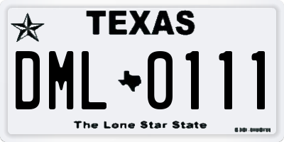 TX license plate DML0111