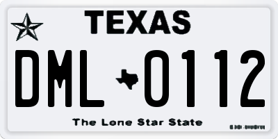 TX license plate DML0112