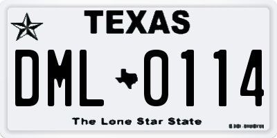 TX license plate DML0114