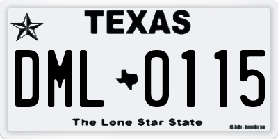 TX license plate DML0115