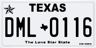 TX license plate DML0116
