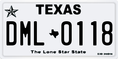 TX license plate DML0118