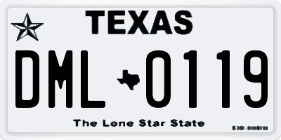 TX license plate DML0119