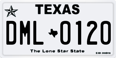 TX license plate DML0120