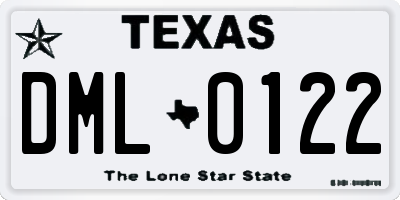 TX license plate DML0122