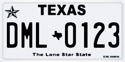 TX license plate DML0123