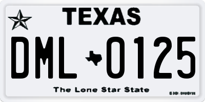 TX license plate DML0125