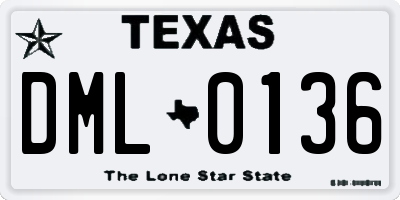 TX license plate DML0136