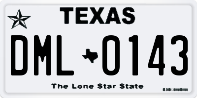 TX license plate DML0143
