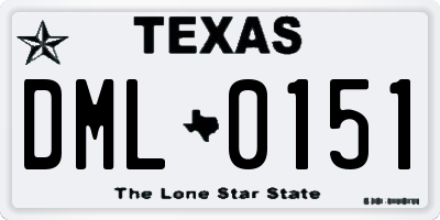 TX license plate DML0151