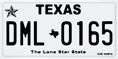TX license plate DML0165