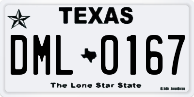 TX license plate DML0167