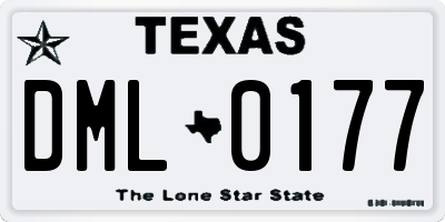 TX license plate DML0177