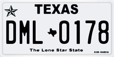 TX license plate DML0178
