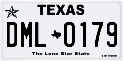 TX license plate DML0179
