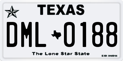 TX license plate DML0188