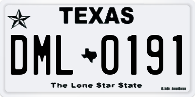 TX license plate DML0191