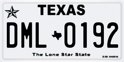 TX license plate DML0192
