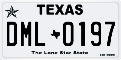 TX license plate DML0197