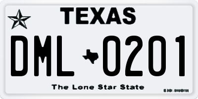 TX license plate DML0201