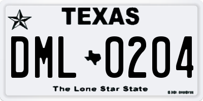TX license plate DML0204