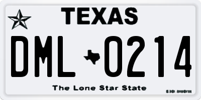 TX license plate DML0214