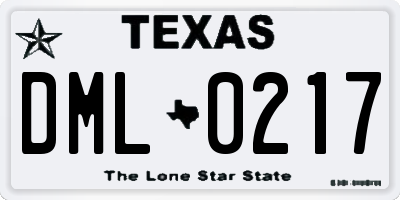 TX license plate DML0217