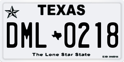 TX license plate DML0218