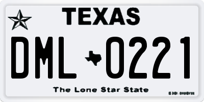 TX license plate DML0221