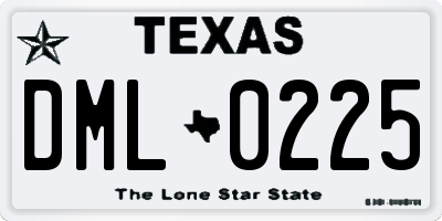 TX license plate DML0225