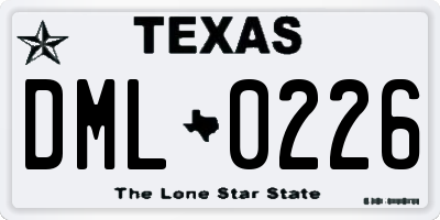 TX license plate DML0226