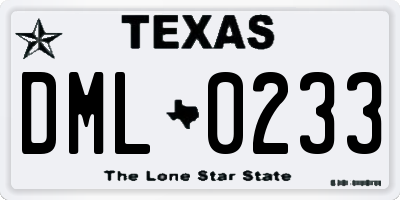 TX license plate DML0233