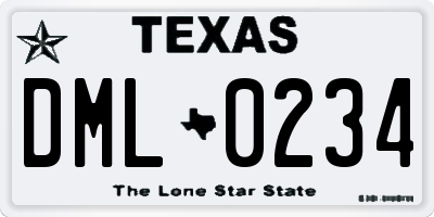 TX license plate DML0234
