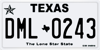TX license plate DML0243