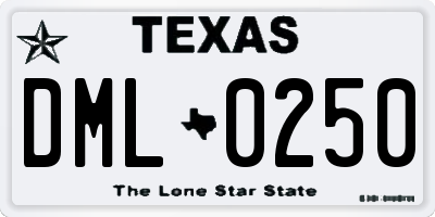 TX license plate DML0250
