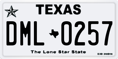 TX license plate DML0257