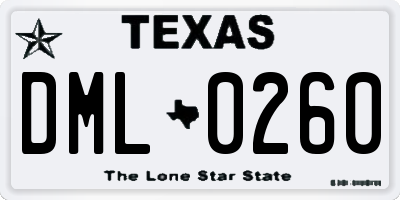 TX license plate DML0260