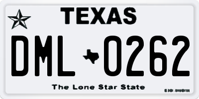 TX license plate DML0262