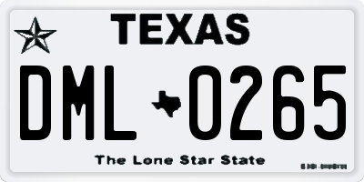 TX license plate DML0265