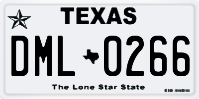 TX license plate DML0266