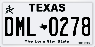 TX license plate DML0278