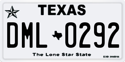TX license plate DML0292