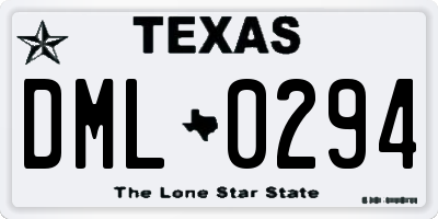 TX license plate DML0294