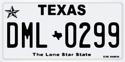 TX license plate DML0299