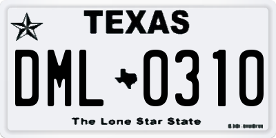 TX license plate DML0310