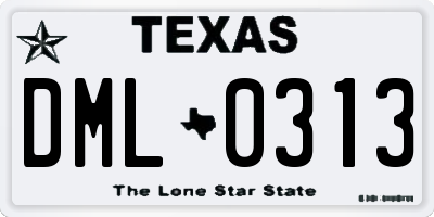 TX license plate DML0313