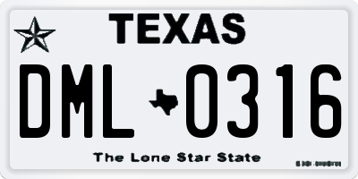 TX license plate DML0316