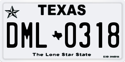 TX license plate DML0318