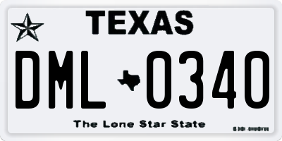 TX license plate DML0340