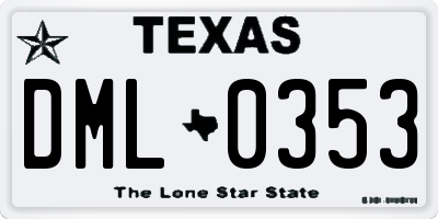 TX license plate DML0353